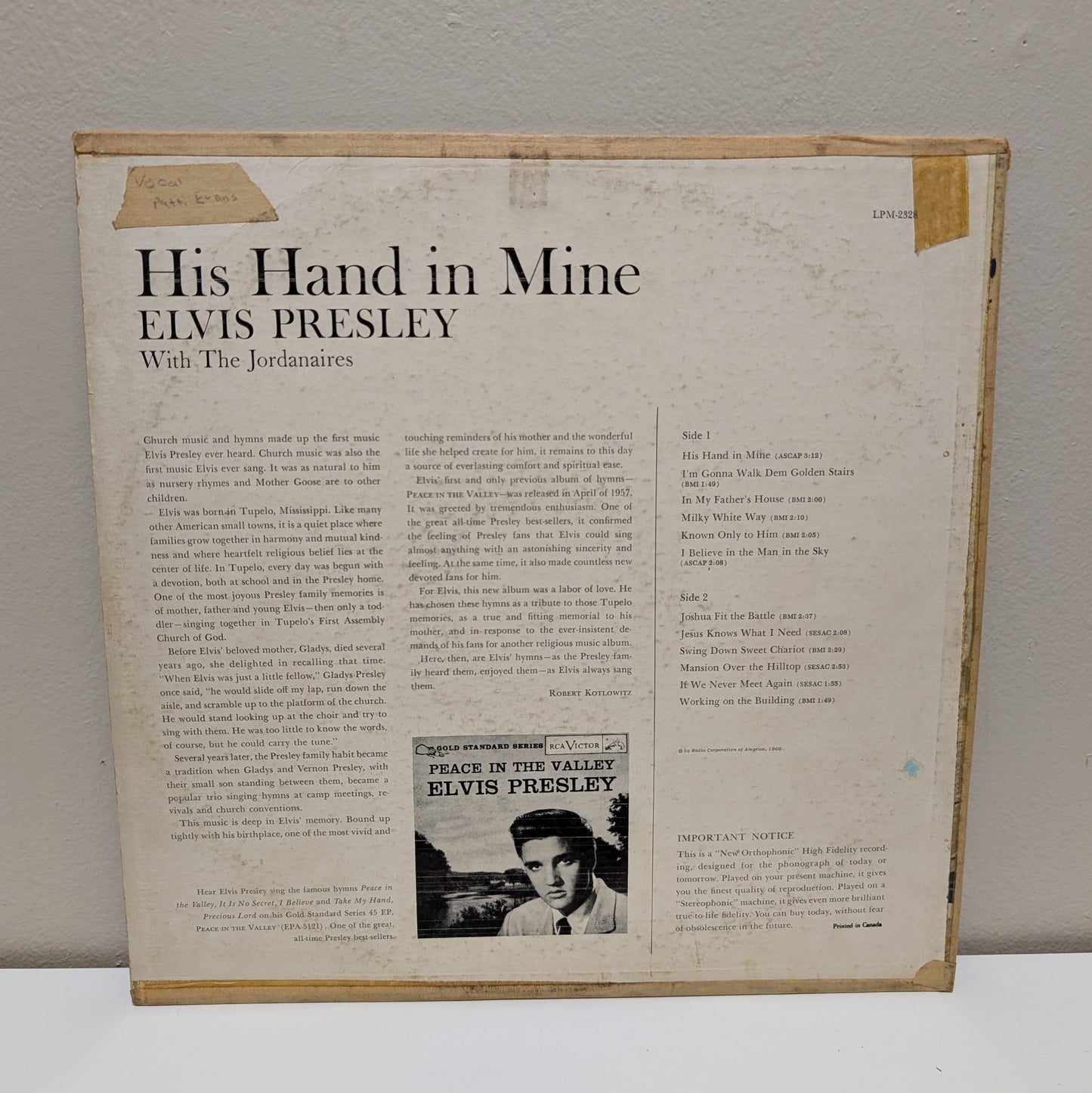 Elvis Presley His Hand In Mine (1960) LP