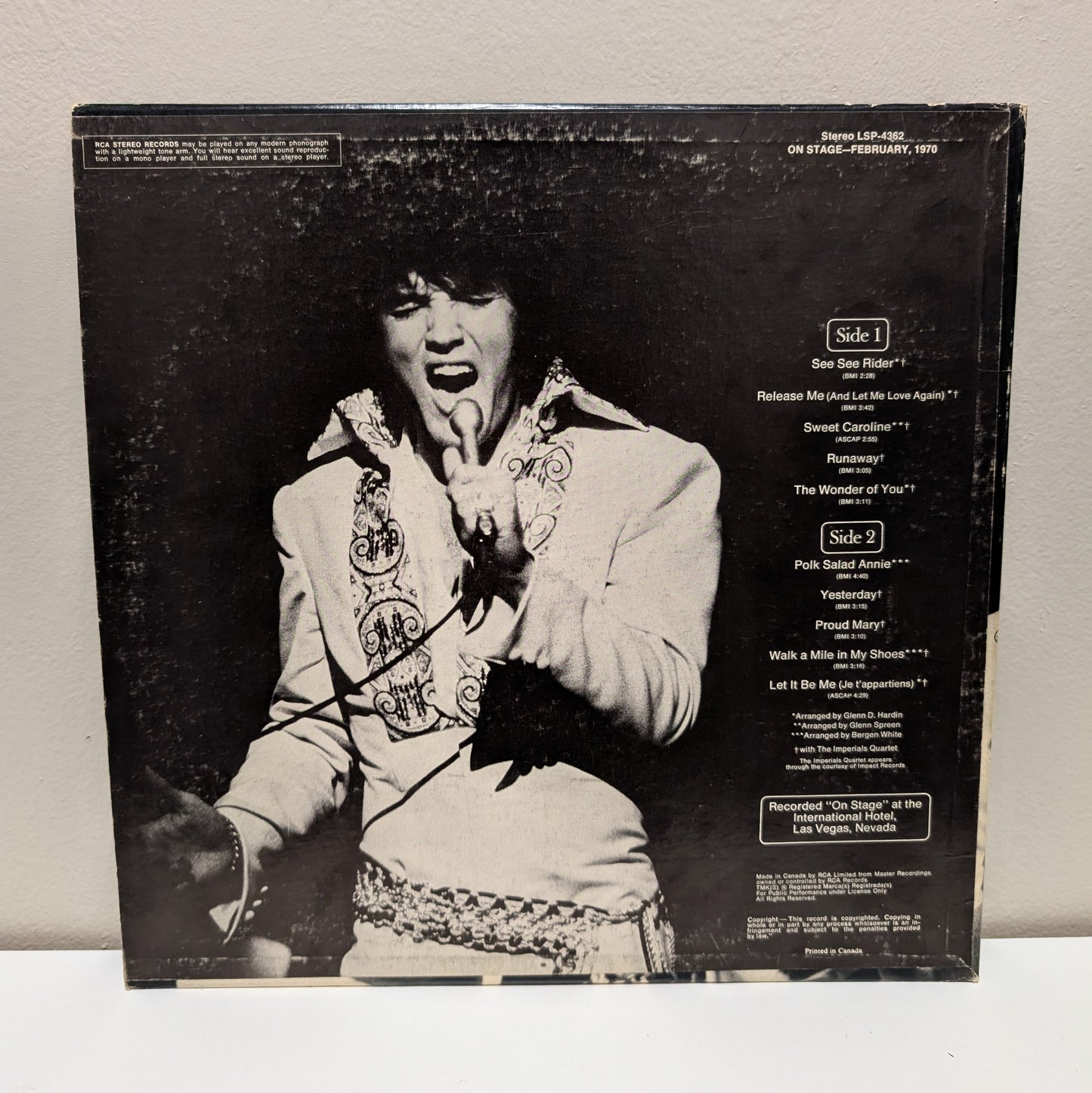 Elvis Presley On Stage (February 1970) LP