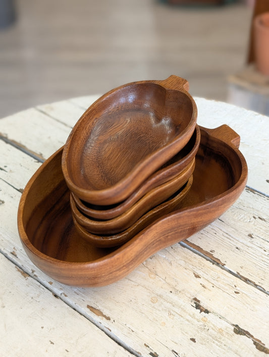 Monkey Pod wood bowl set
