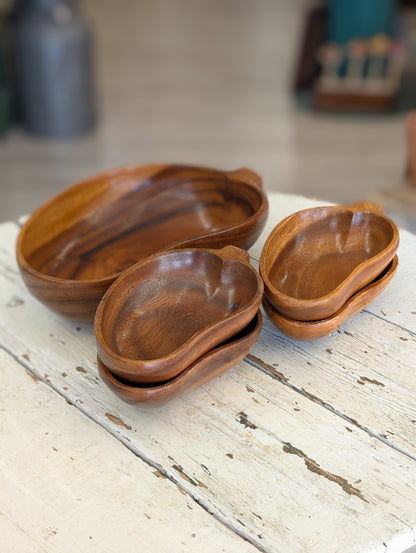 Monkey Pod wood bowl set