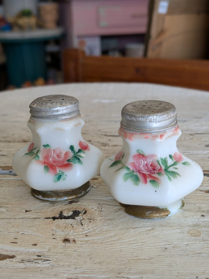 Milk glass salt and pepper