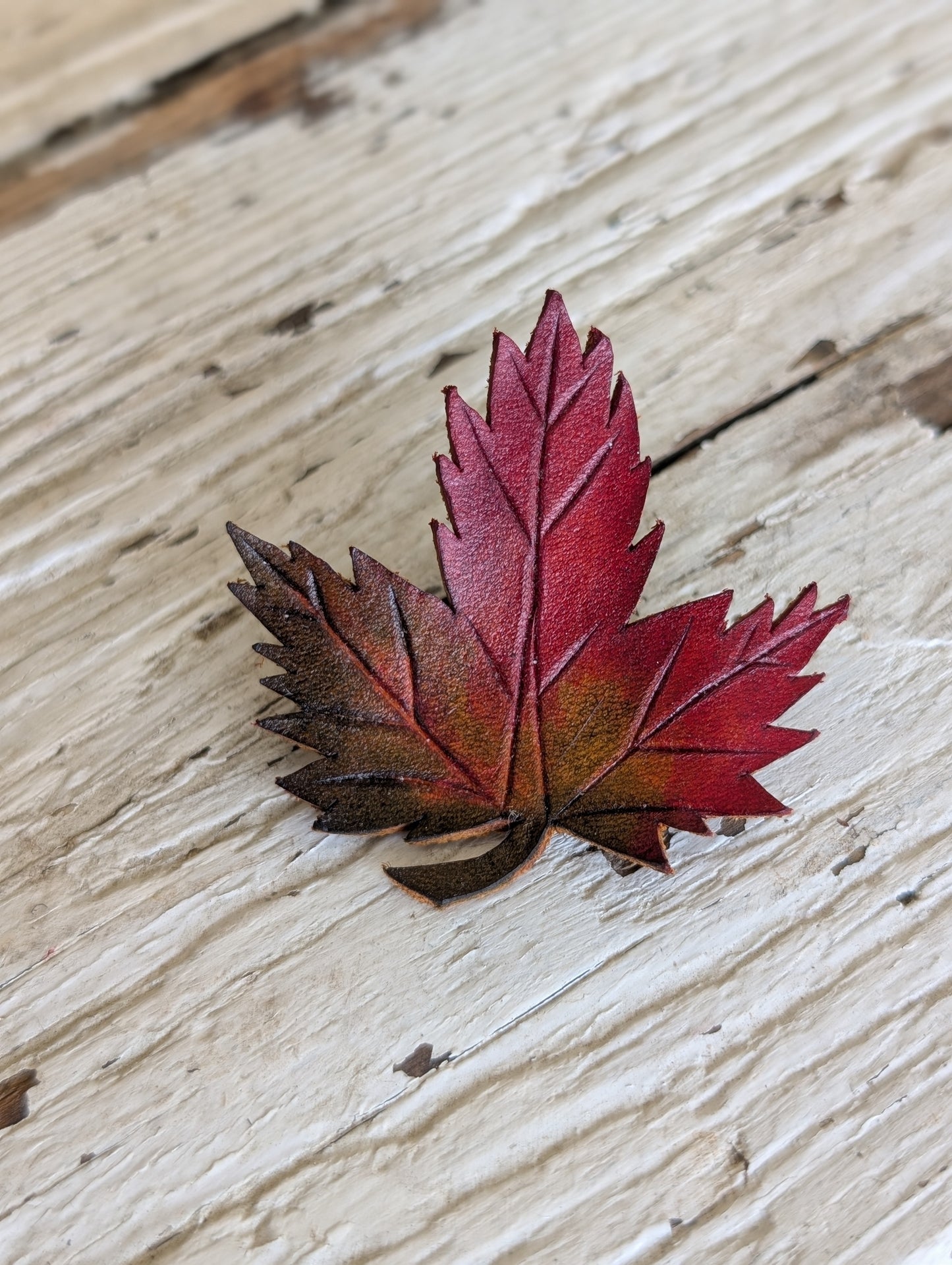 Leather Leaf broach