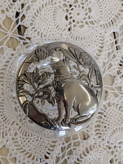 Cat Pewter Potpourri Bowl