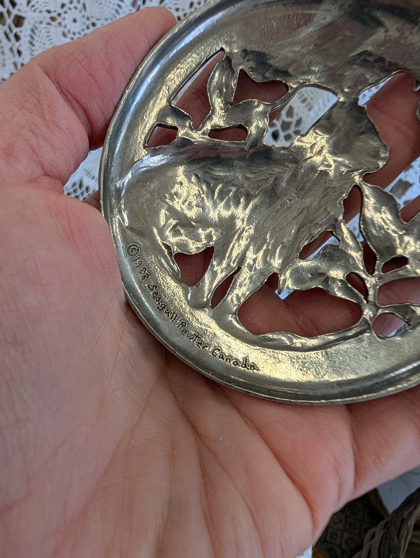 Cat Pewter Potpourri Bowl