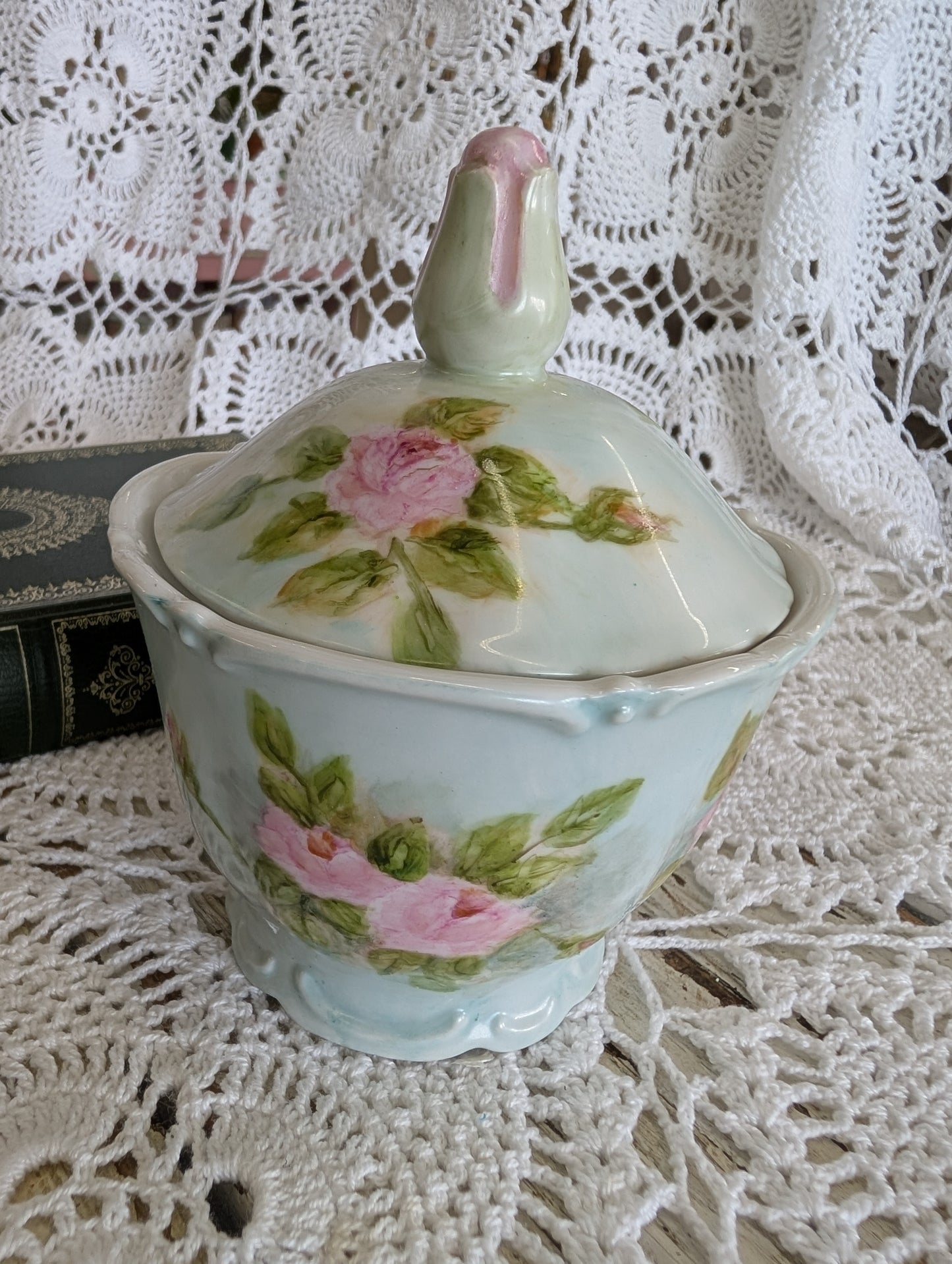 Hand painted ceramic container