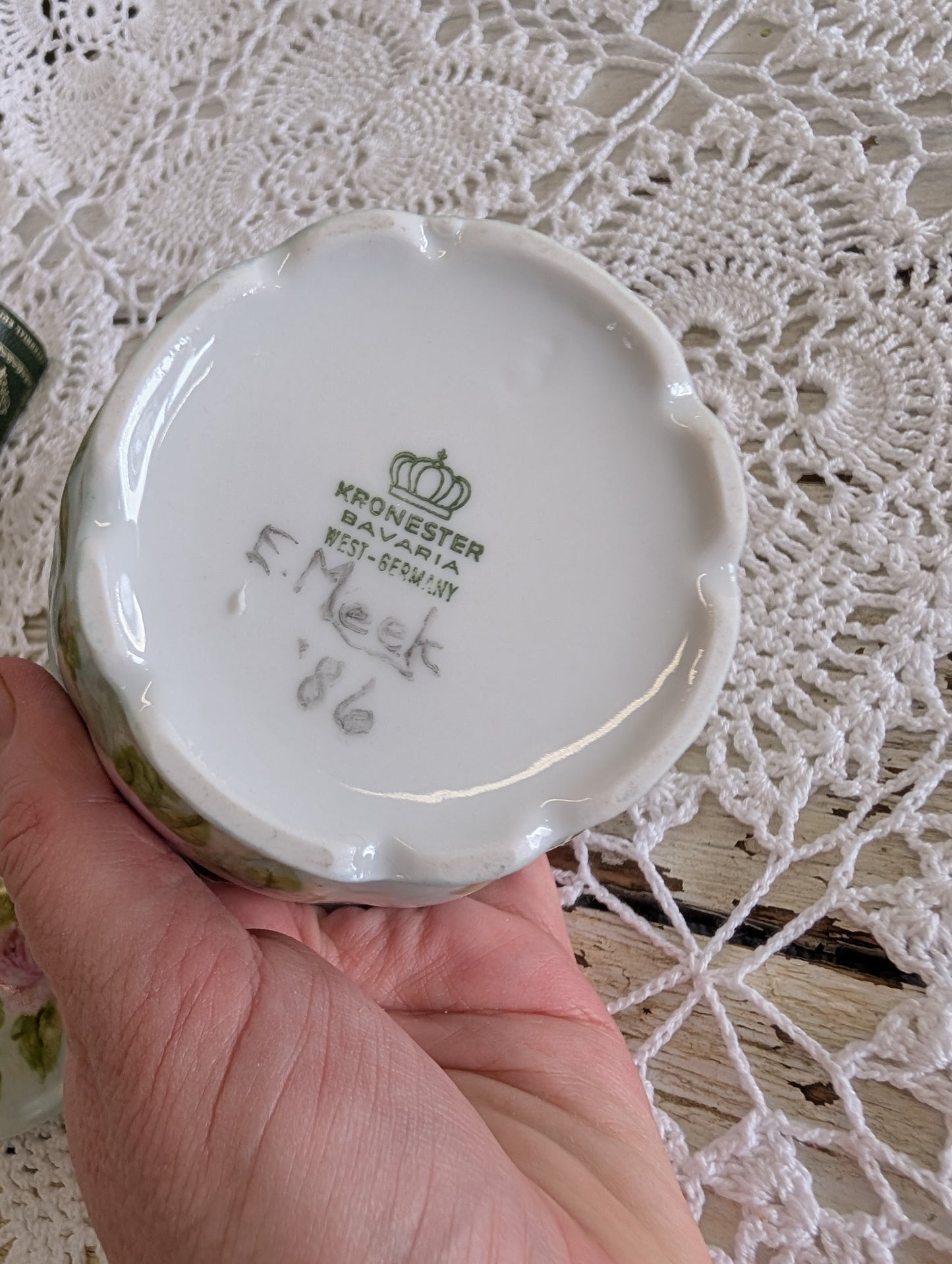 Hand painted ceramic container