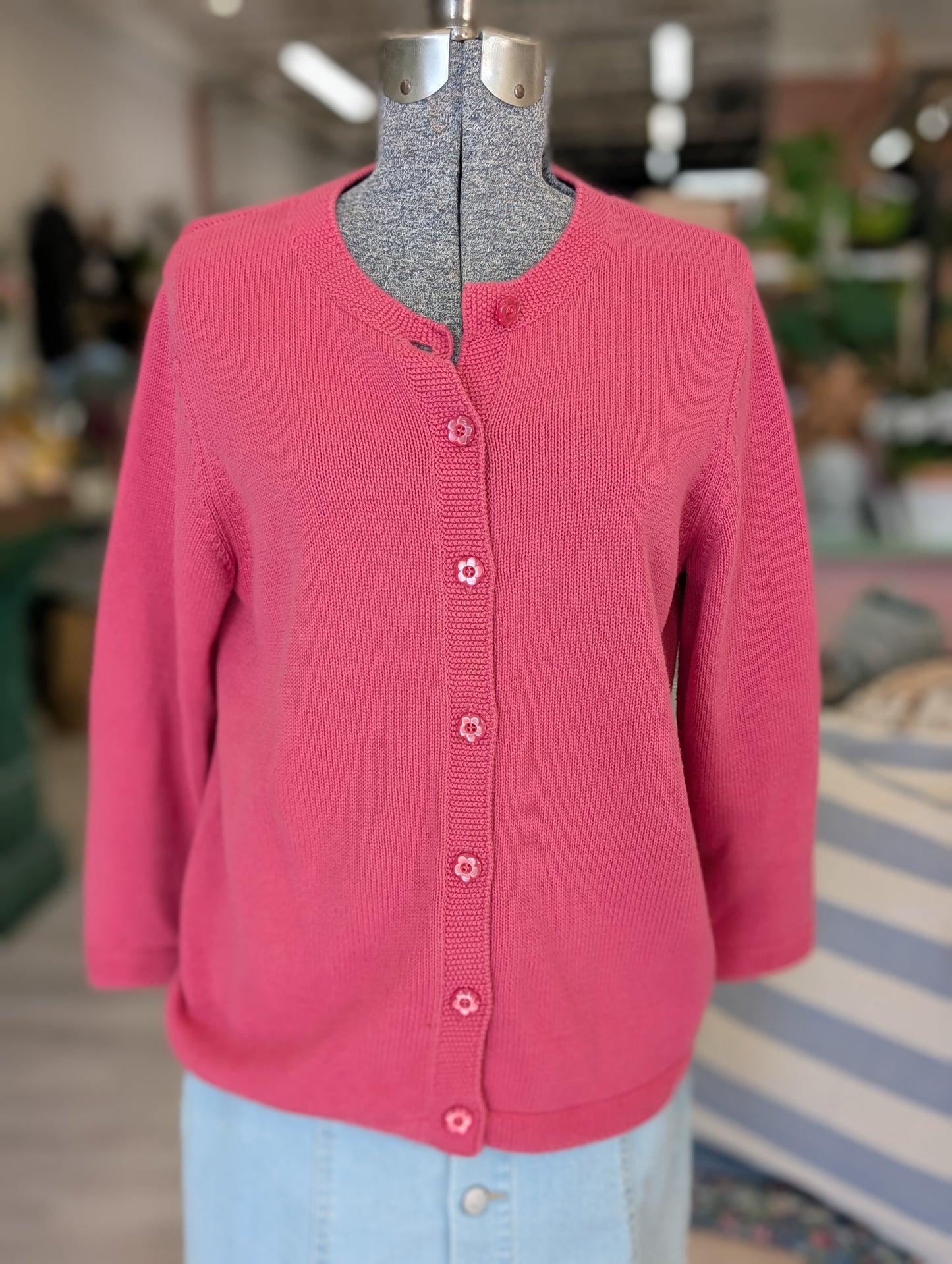 pink cardigan