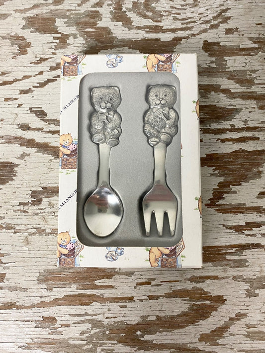 Pewter Kids Fork and Spoon Set