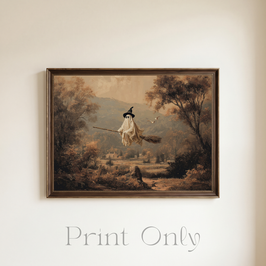 Ghost On Broom Print