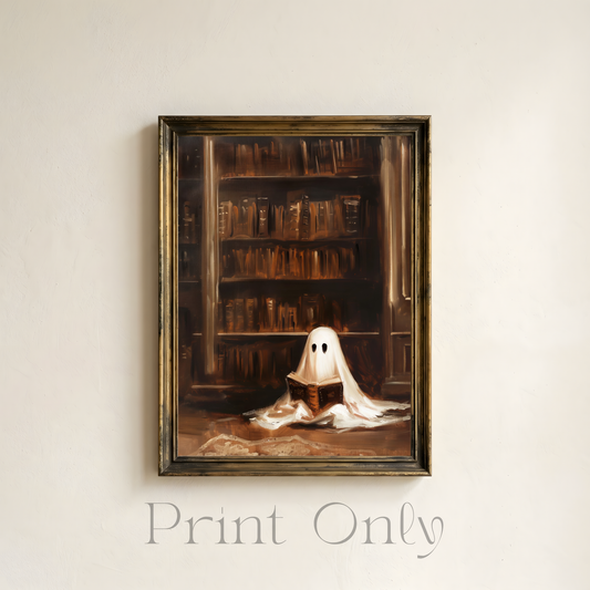 Ghost with Bookcase Print