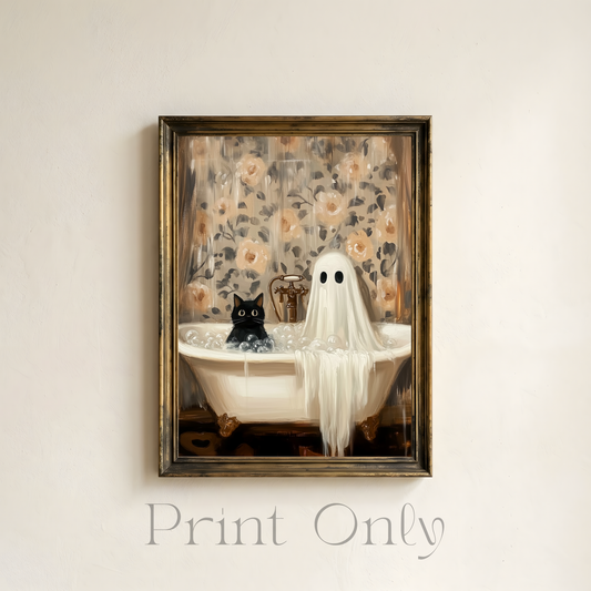 Ghost in Bathtub Print