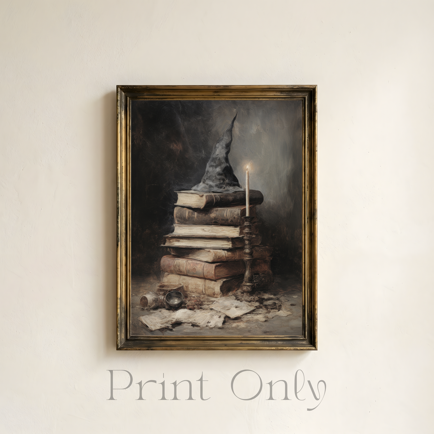 Book stack with candle print