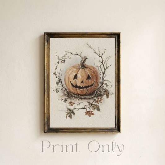 Jack 'o' Lantern in Vines Print