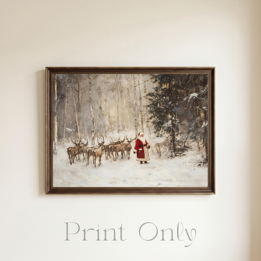 Santa in Forest Print