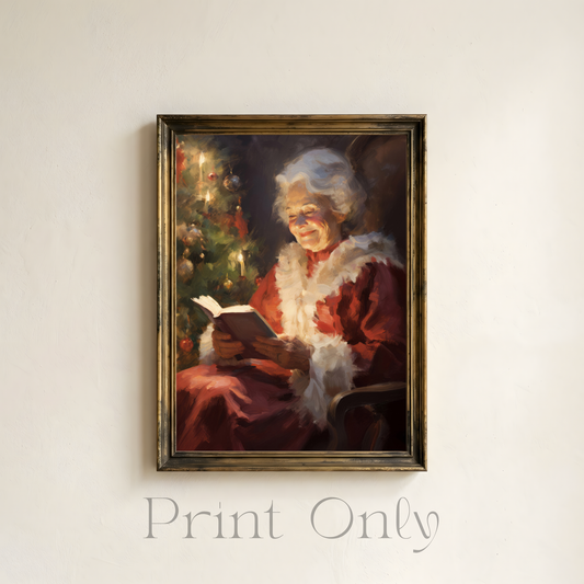 Mrs. Claus Reading Print