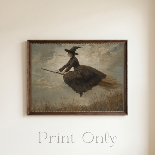 Witch Flying on Broom Print