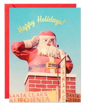 Happy Holidays Retro Santa Christmas Card