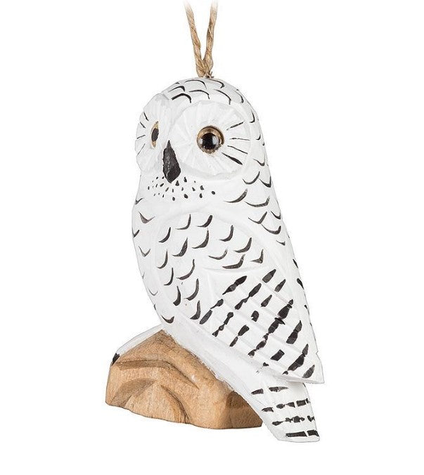 Snowy Owl Carved Ornament