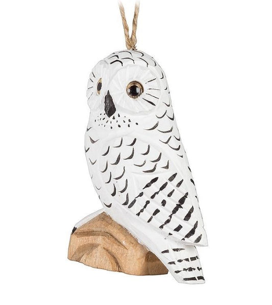 Snowy Owl Carved Ornament