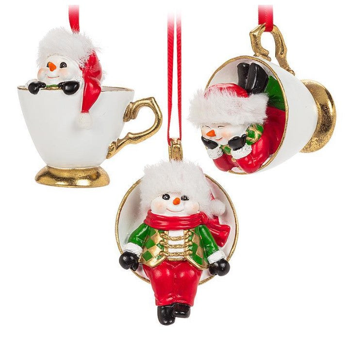 Snowman in Teacup Ornament