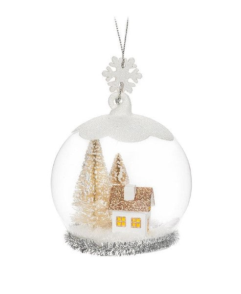 House w/Tree Ball Ornament