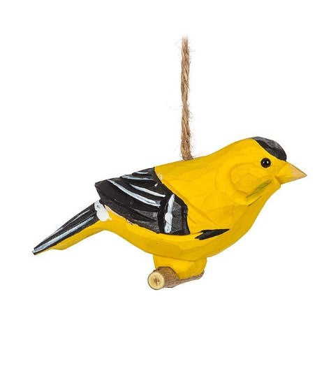 Yellow Finch Carved Ornament