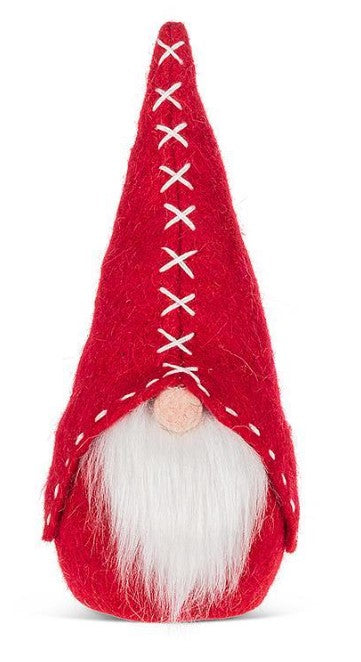 Pointy Hat Gnome-Red/Wht-4.5"H