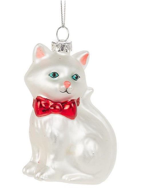 Sitting Cat w/Bow Ornament