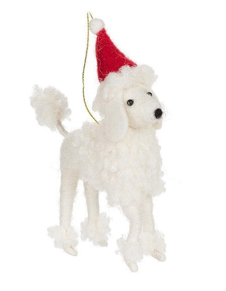 Felted Poodle Ornament