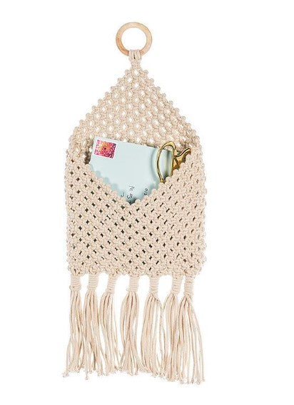 Sm Macrame Wall Pocket-8x18"H