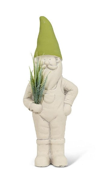 Large Garden Gnome with Plant