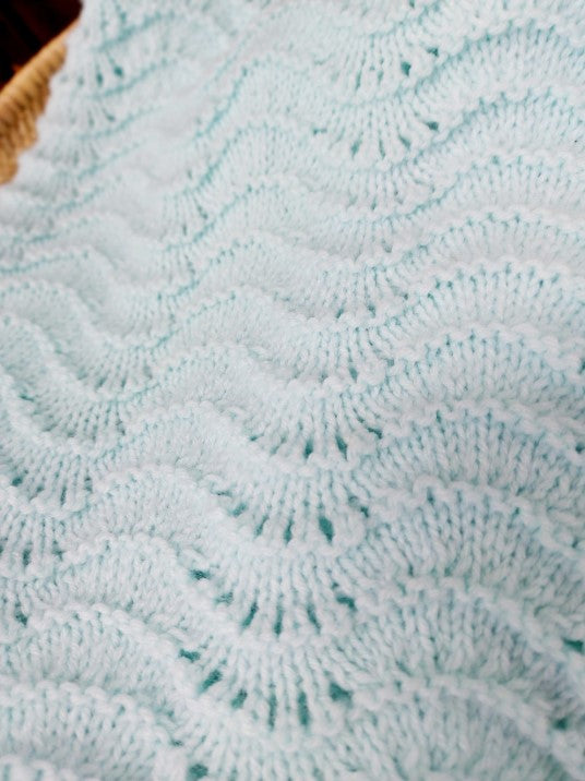 Aqua knitted baby blanket