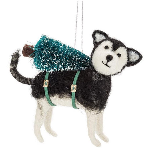 Husky w/Tree Ornament