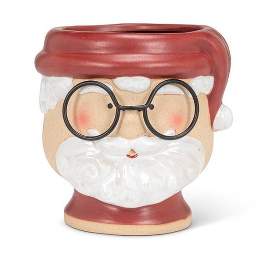 Md Santa Face w/Glasses Planter