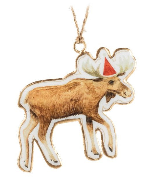 Moose in Party Hat Ornament