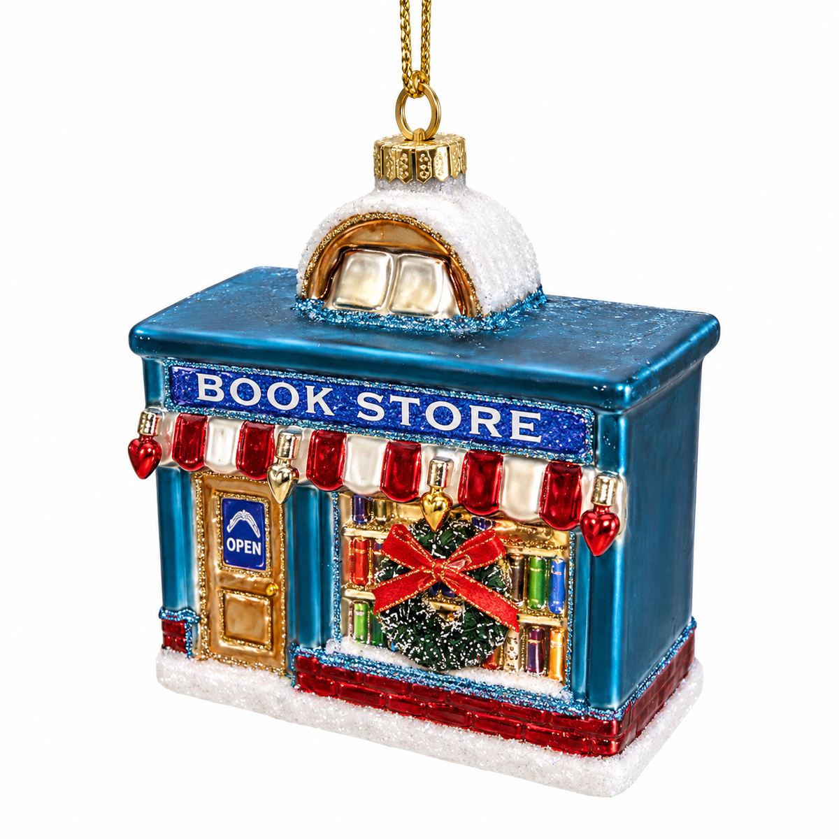 Glass bookstore ornament
