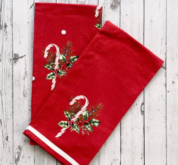 Candy Cane Floursack Kitchen Towels, set of 2