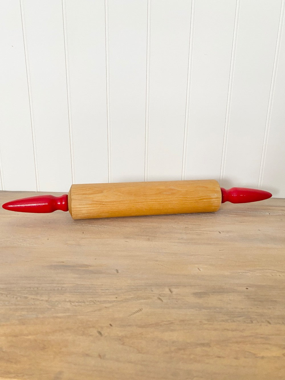 Vintage Rolling Pin with Red Handles