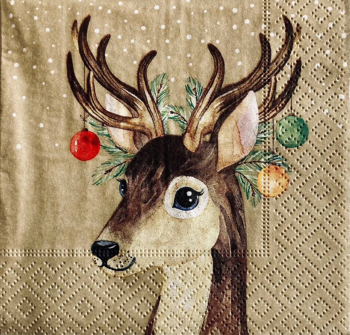 Deer baubles - Luncheon Napkin