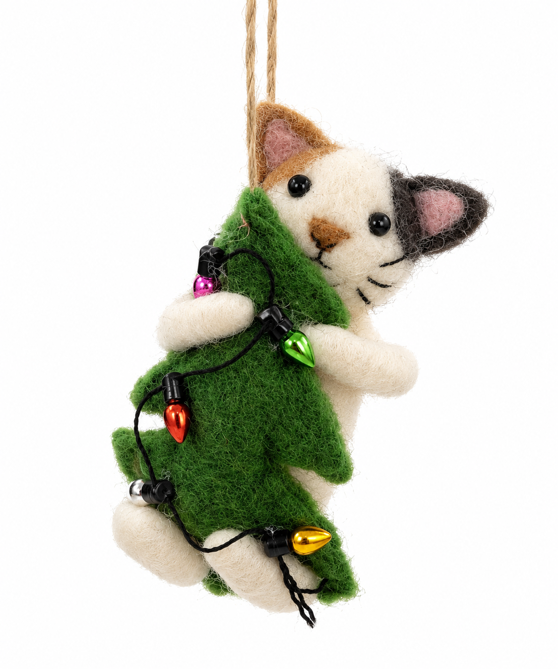 Felt Cat Hugging Tree Ornament