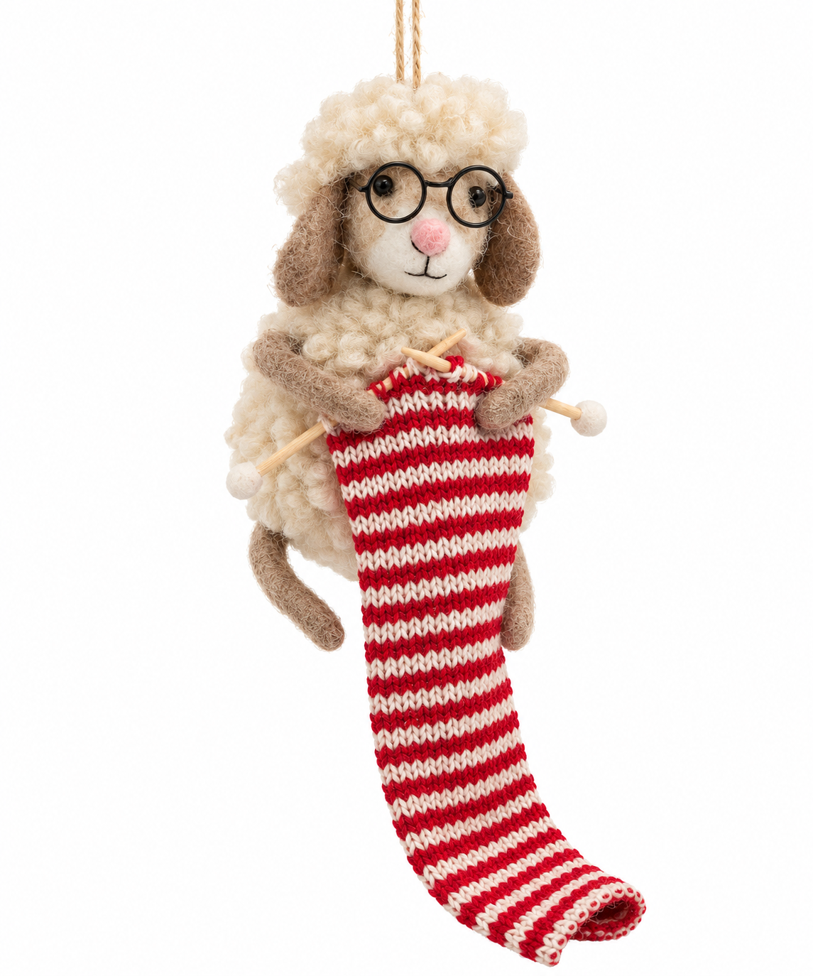 Felt sheep with Glasses Ornament