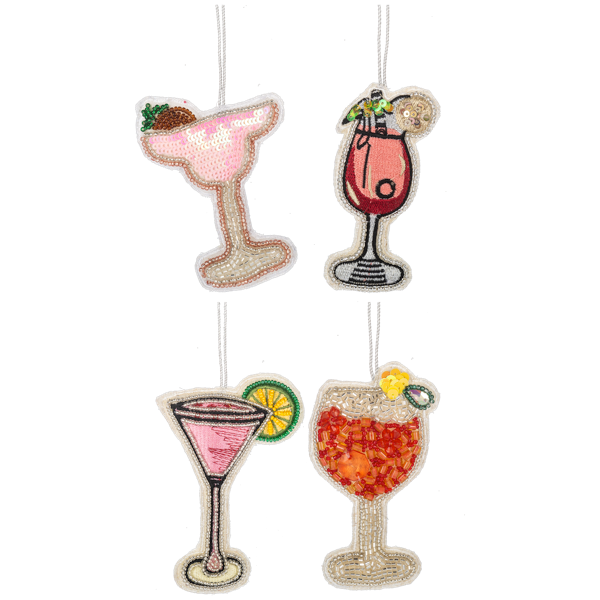 Embroidered Holiday Drink Ornament
