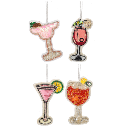 Embroidered Holiday Drink Ornament