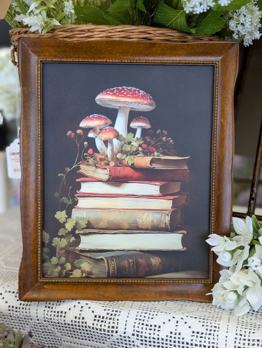 Mushroom and Book Print