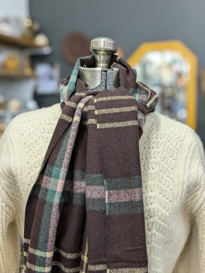 Brown Plaid Wrap Scarf