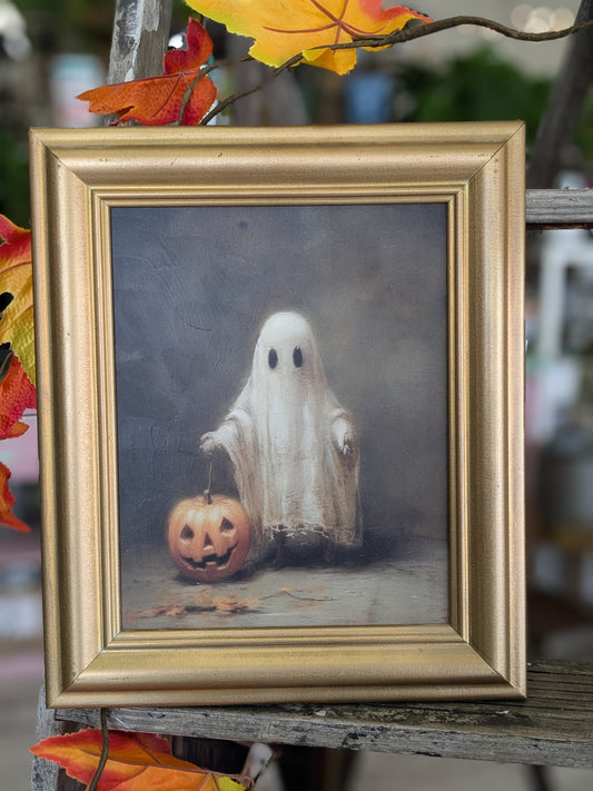 Antique Ghost with Jackolantern Print