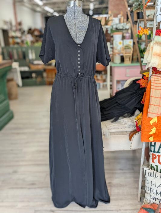 Black flowy dress with buttons