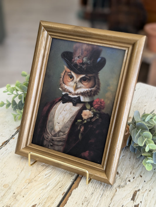 Dapper owl framed print