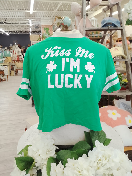 Kiss Me I'm Lucky crop top- M