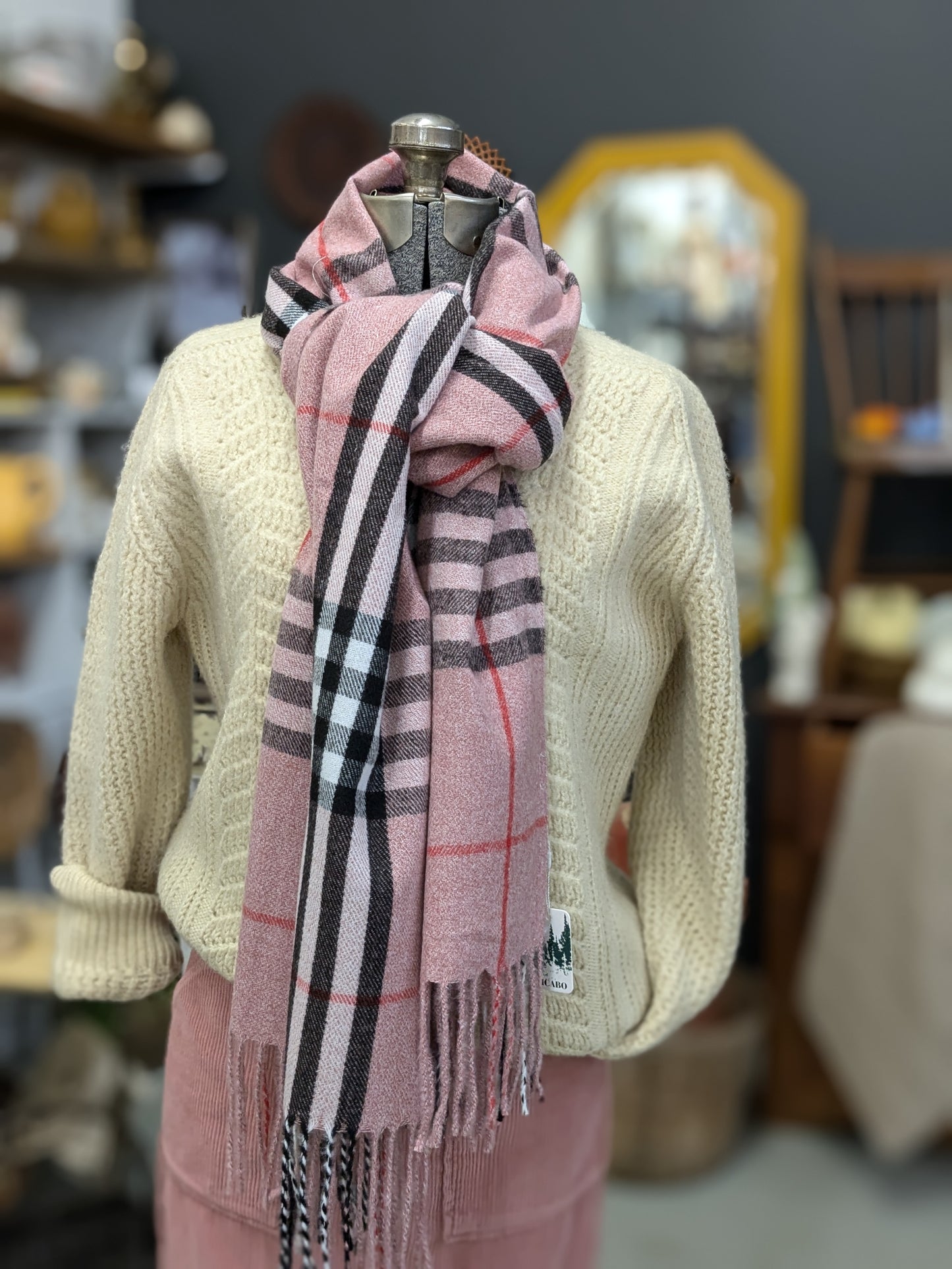 Pink plaid scarf